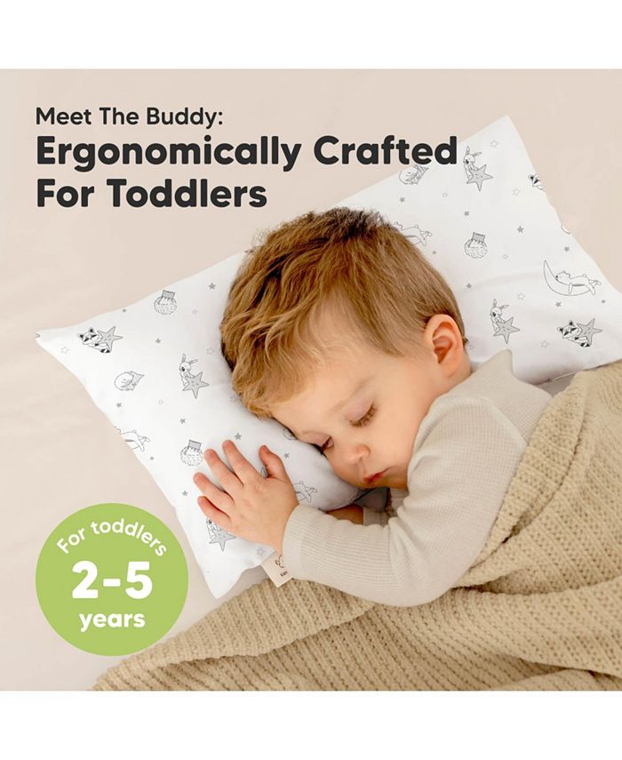 KeaBabies Buddy Toddler Pillow with Pillowcase, 10X18 Soft Organic Cotton Toddler Pillows for