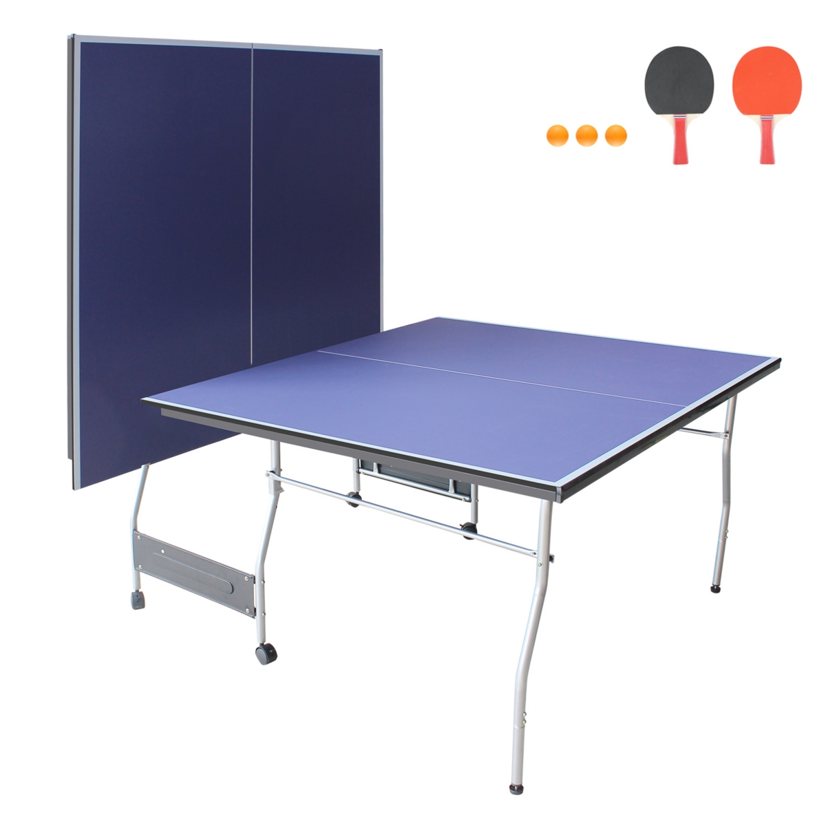Streamdale Furniture Foldable Midsize Table Tennis Table with Paddles, Net, Balls