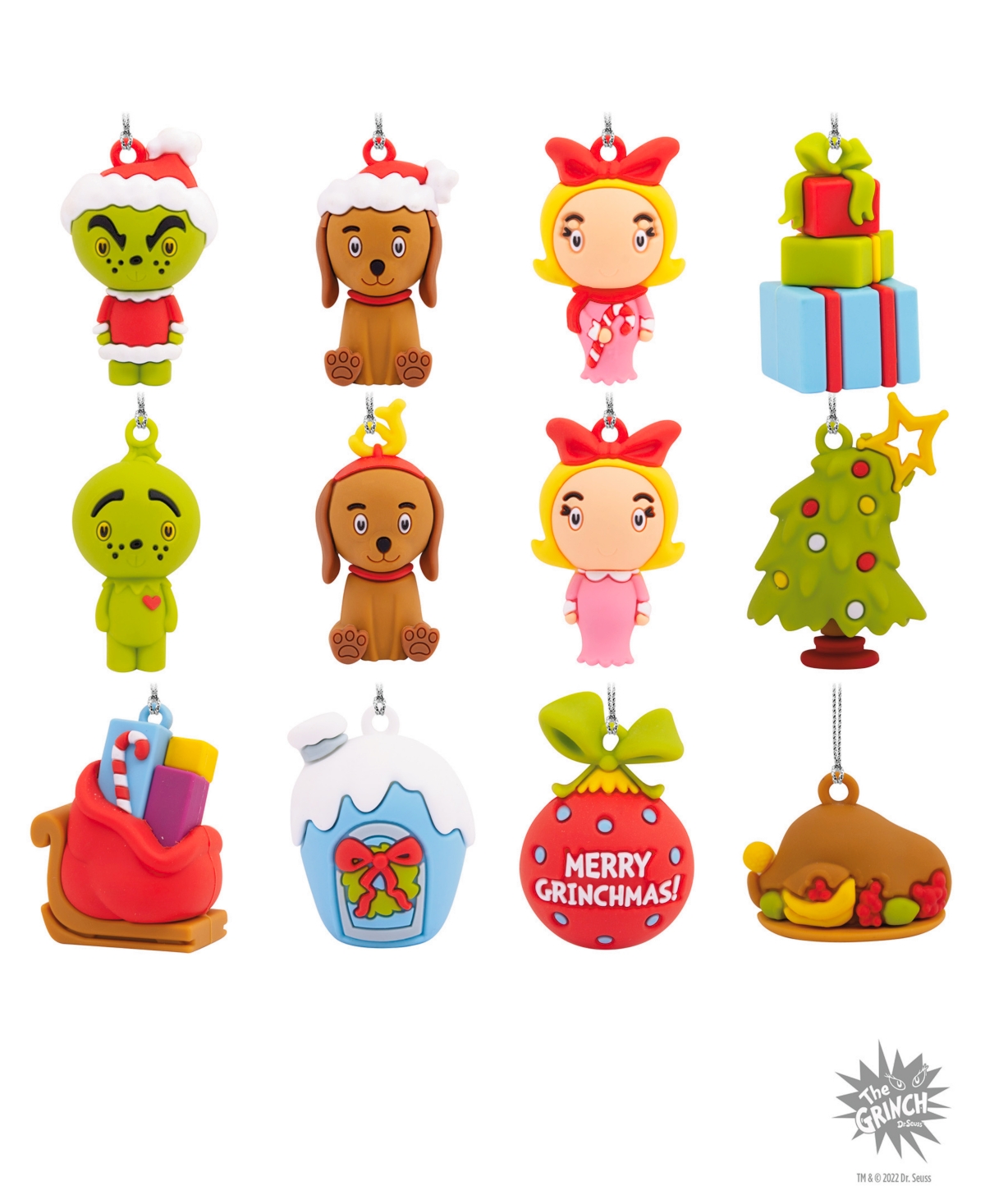 Hallmark Grinch Countdown Calendar 12 Mini Ornaments - Multi-colored