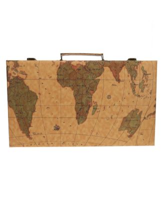 Tan Map Style Leatherette Backgammon Set, 14.75 x 9.75 in. closed