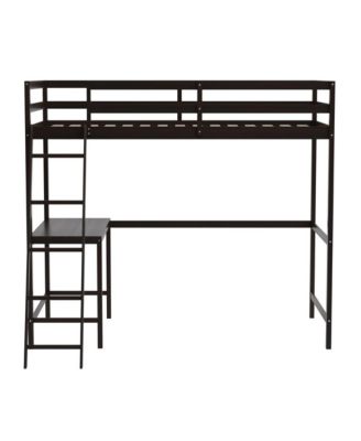 Twin Size, Wood, Guardrails + Desk + Ladder + Fits 6–8" Mattress,Ridley Loft Bed Frame Headboard
