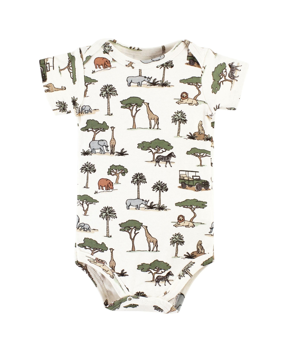 Hudson Baby Baby Boys Cotton Bodysuit, Pant and Bib Set,- Going on safari