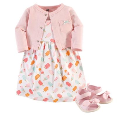 Baby Girls Hudson Cotton Dress, Cardigan and Shoe Set