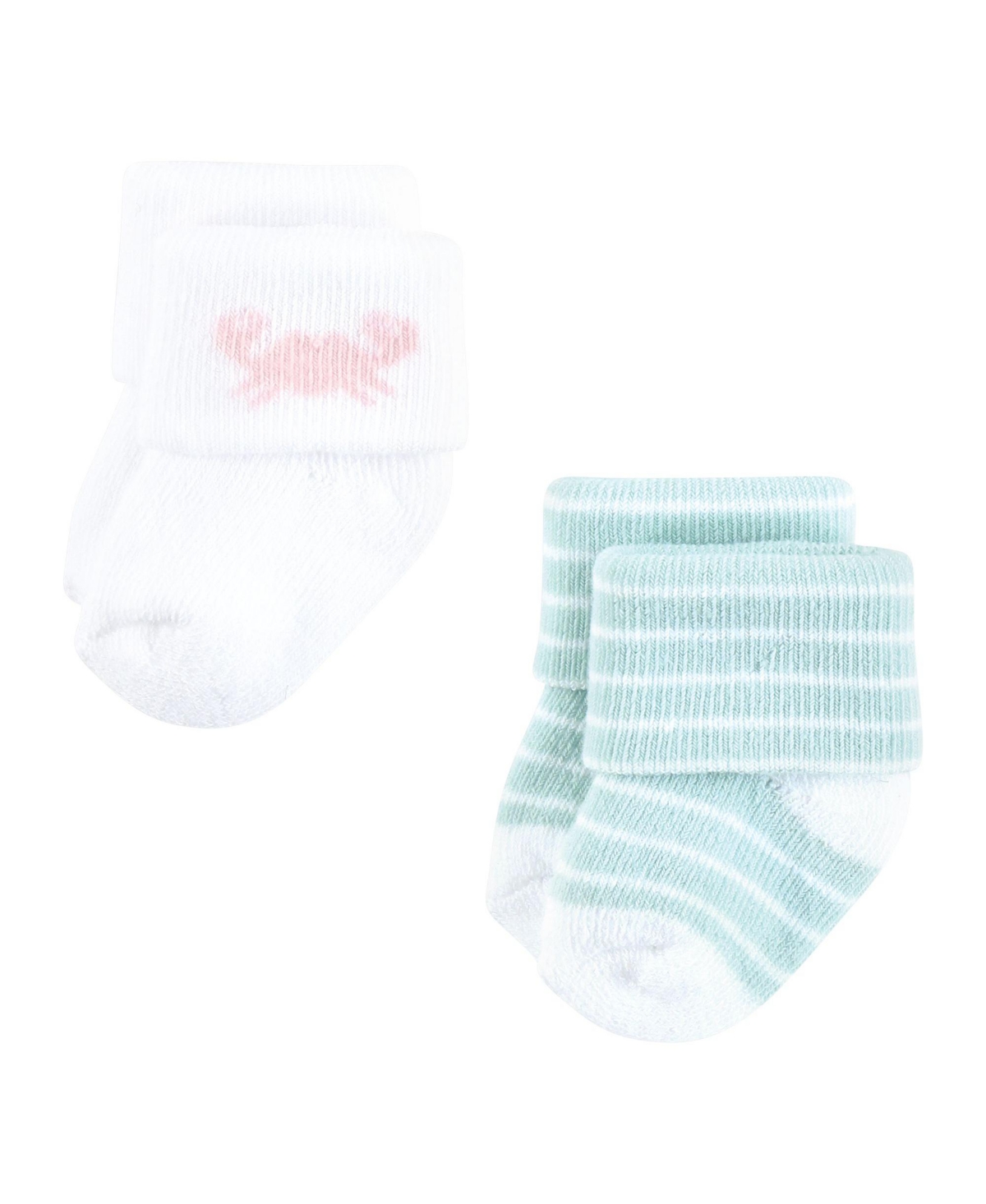 Hudson Baby Baby Girls Cotton Rich Newborn and Terry Socks,- Pink dolphin