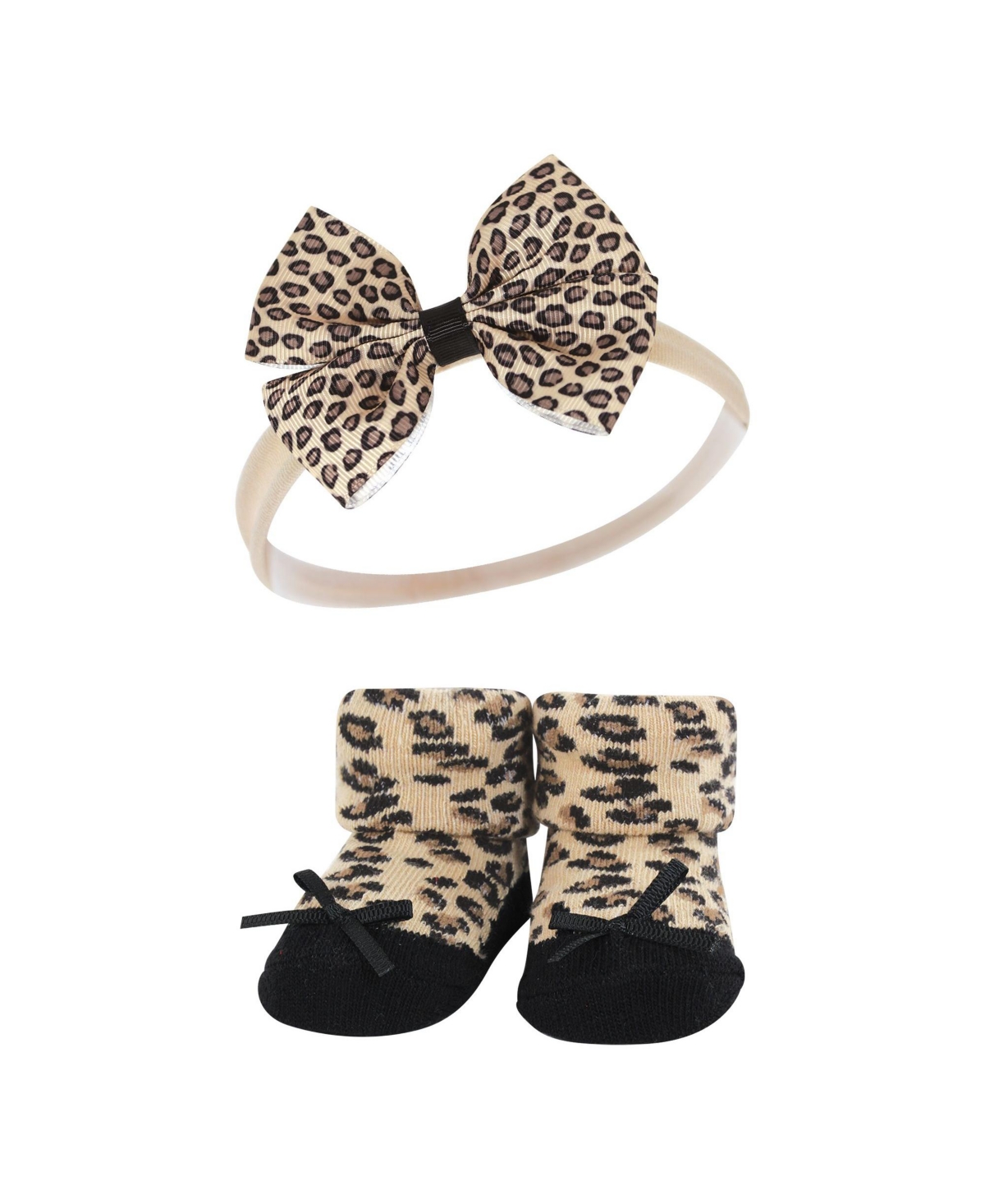 Hudson Baby Baby Girls Headband and Socks Giftset, One - Red leopard