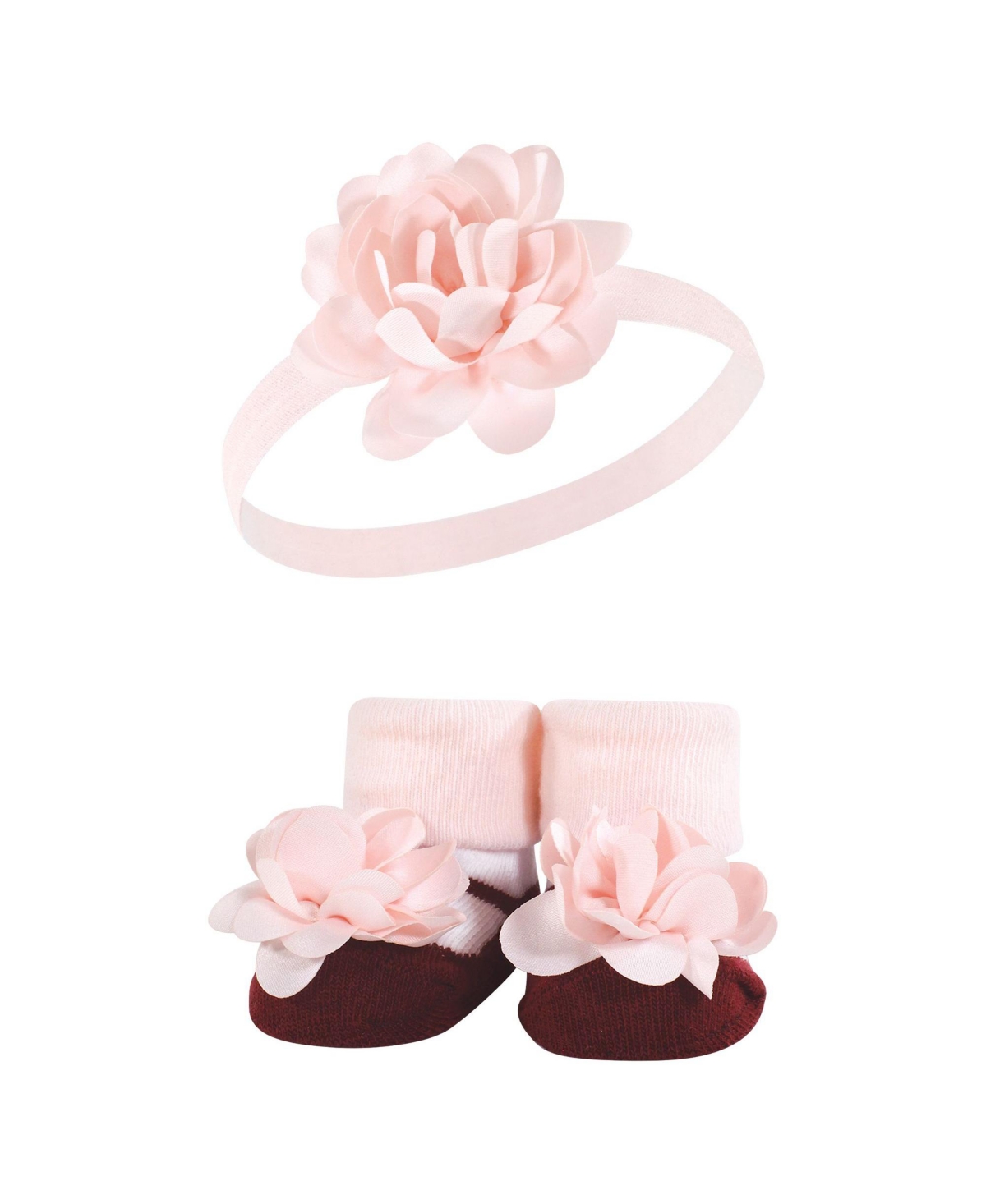 Hudson Baby Baby Girls Headband and Socks Giftset, One - Pink burgundy