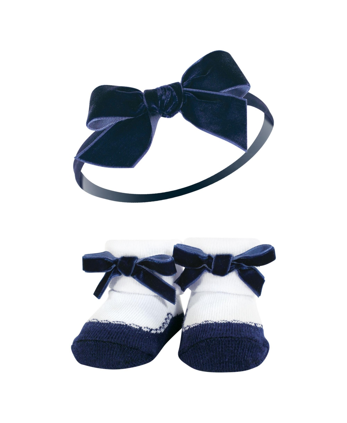 Hudson Baby Baby Girls Headband and Socks Giftset, One - Dark red blue