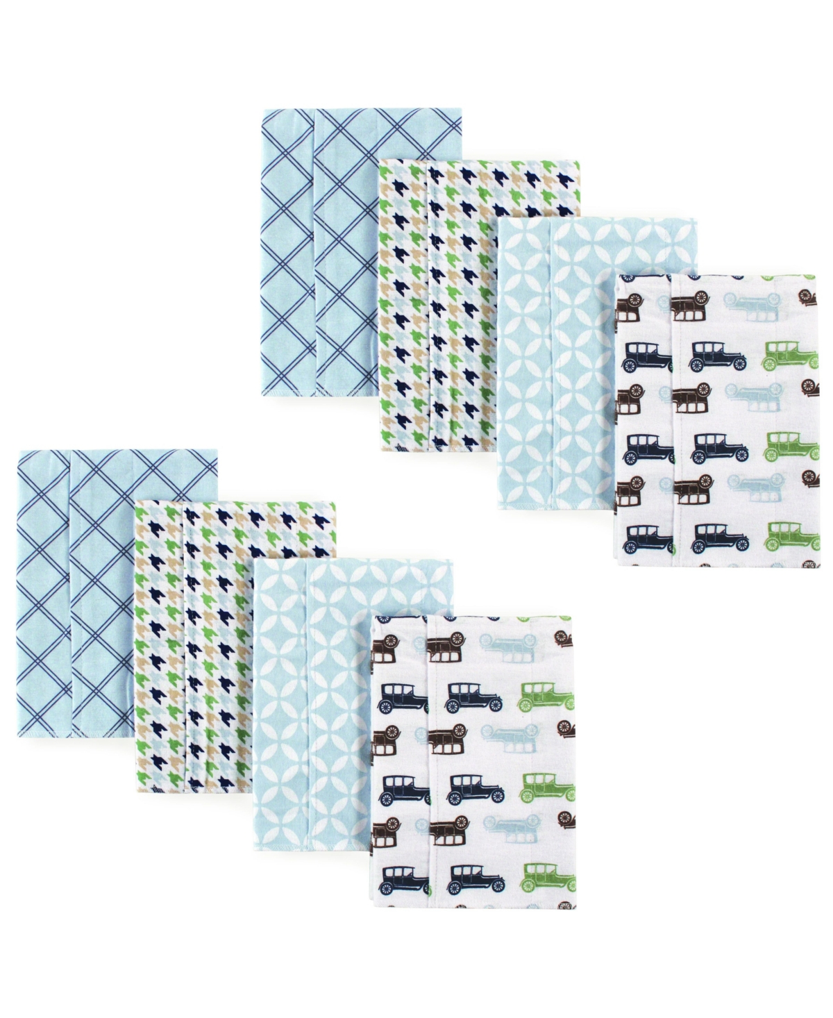 Hudson Baby Infant Boy Cotton Flannel Burp Cloths 8pk, Antique Cars, One Size