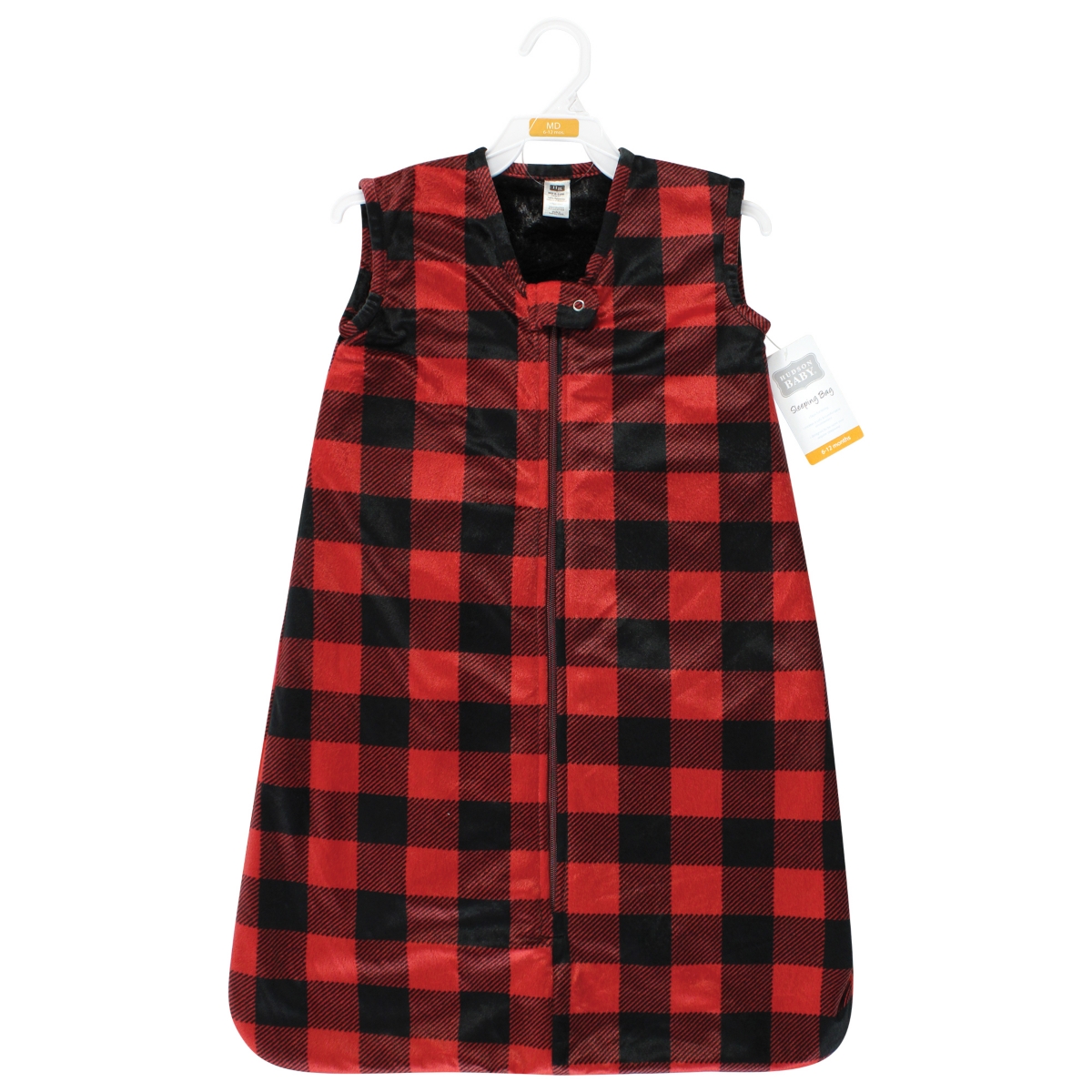 Hudson Baby Baby Boys Plush Faux Fur Sleeping Bag, Wearable Blanket,- Buffalo plaid