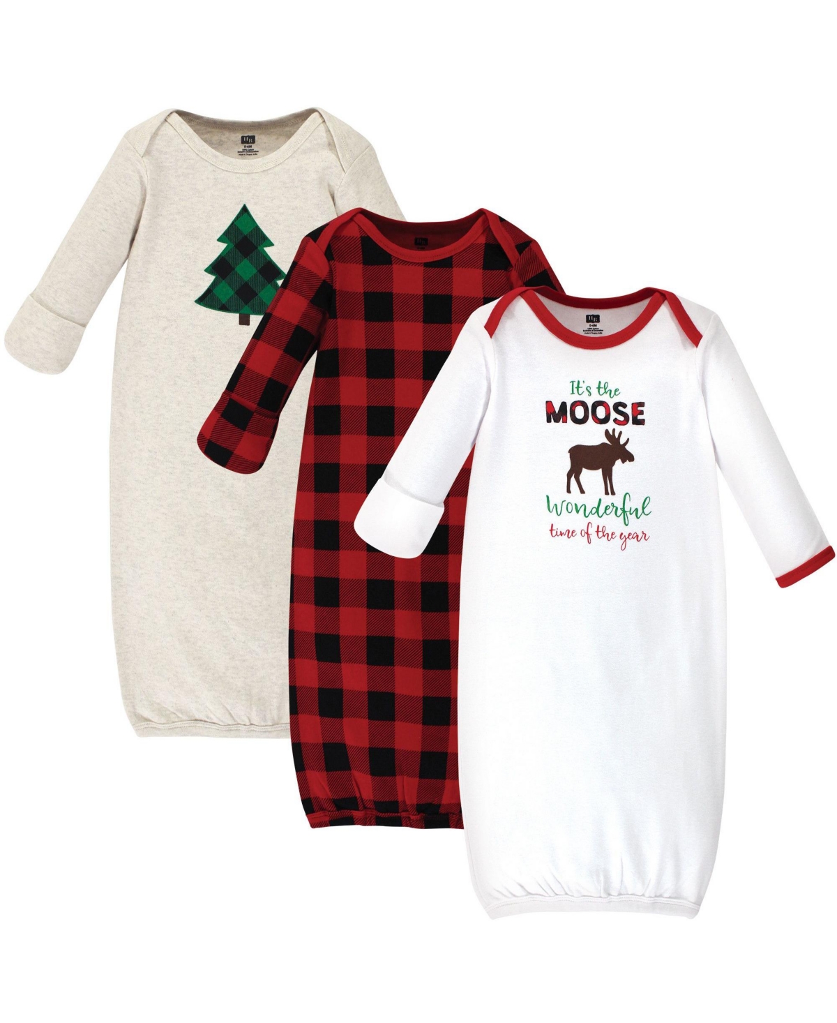 Hudson Baby Baby Boys Hudson Unisex Cotton Gowns, Moose Wonderful Time, Preemie/Newborn