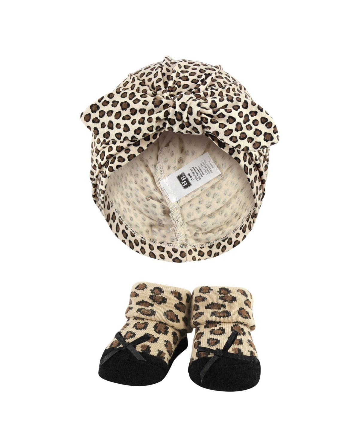 Hudson Baby Infant Girl Turban and Socks Set, One Size - Red rose leopard