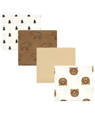 Unisex Four-Pack Flannel Infant Receiving Blanket Cotton/Poly Blend
