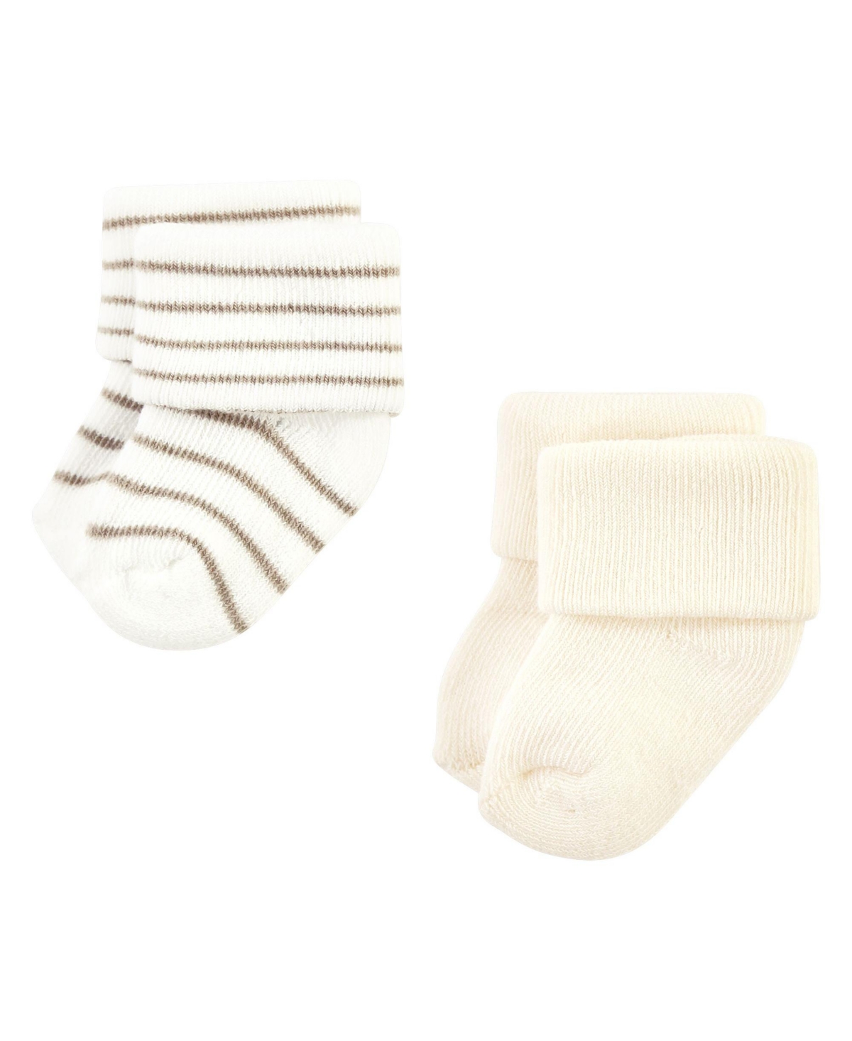Hudson Baby Baby Boys Cotton Rich Newborn and Terry Socks, Beige Stripe 12 Pack - Beige stripe 12 pack