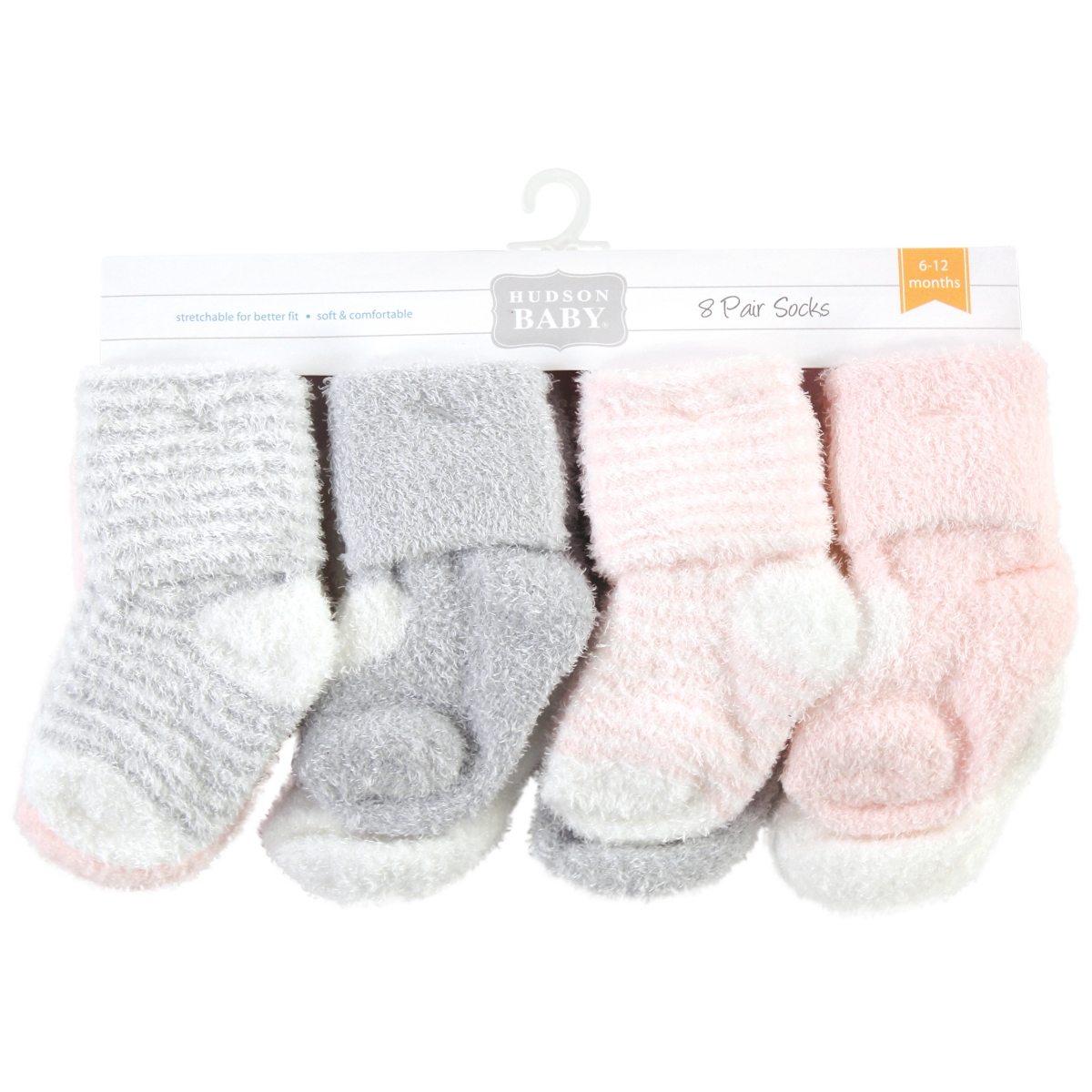 Hudson Baby Baby Girls Cozy Chenille Newborn and Terry Socks,- Pink heart