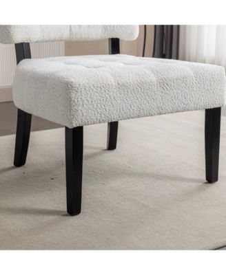 Boucle Tufted Accent Chair with Oversized Seating, White