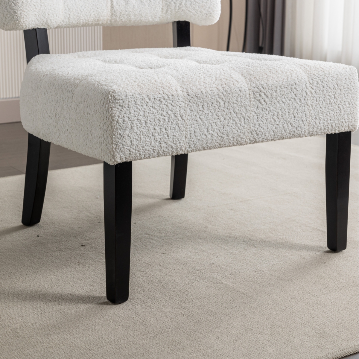 Simplie Fun Boucle Tufted Accent Chair with Oversized Seating, White