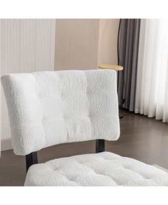 Boucle Tufted Accent Chair with Oversized Seating, White