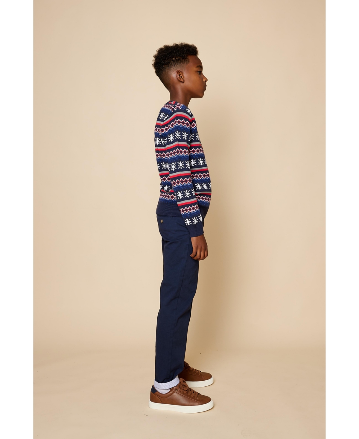 B by Brooks Brothers Big Boys Holiday Jacquard Sweater