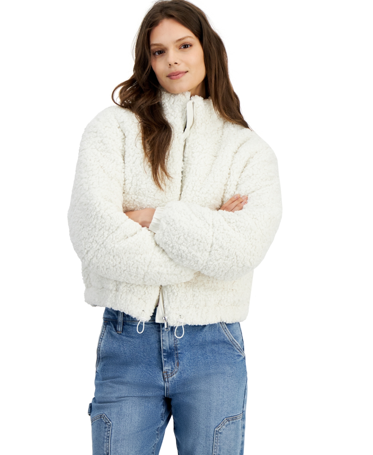 And Now This Women's Faux Sherpa Front-Zip Jacket, Created for Macy's