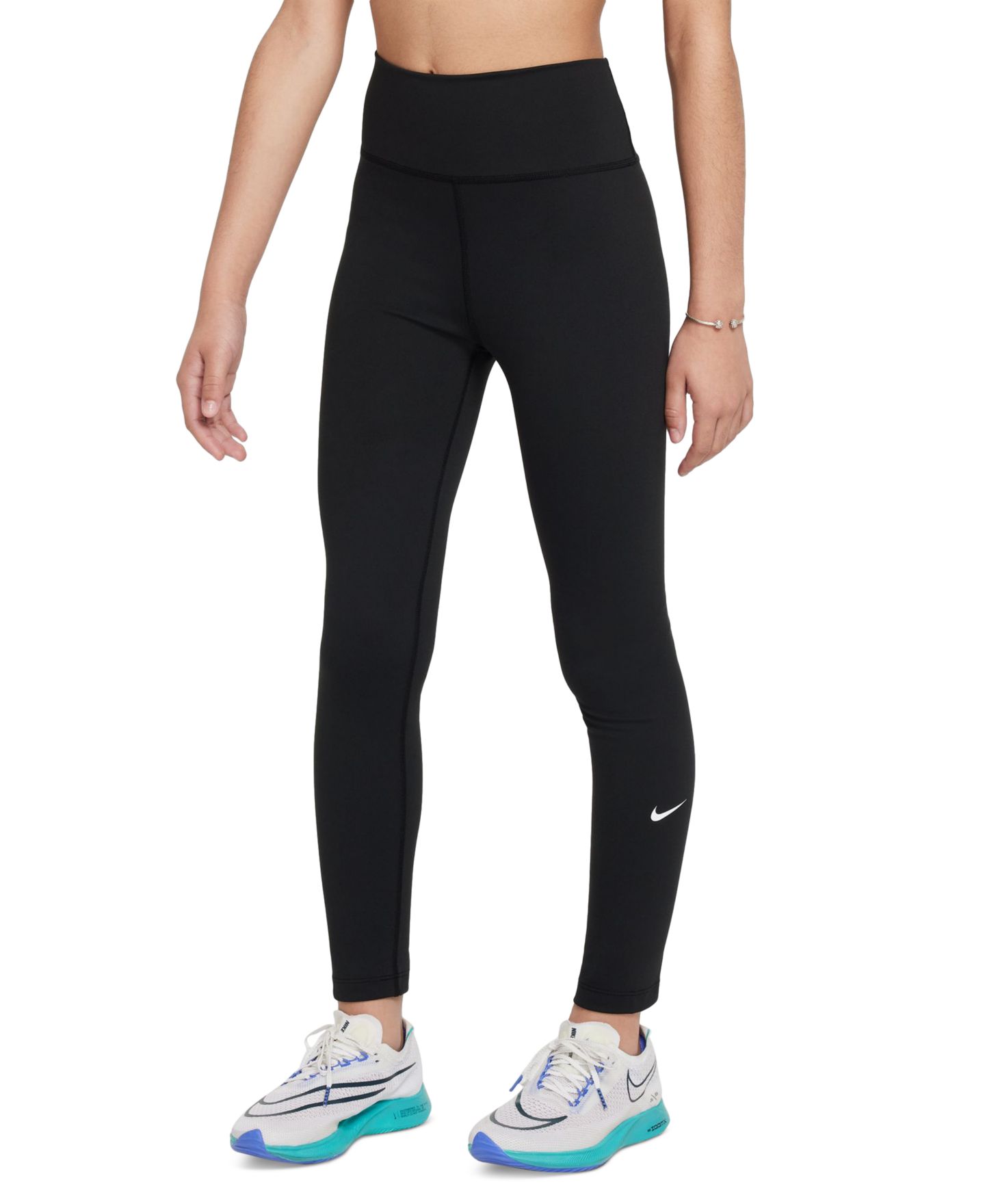 Детские легинсы Nike One Dri-FIT с высокой талией, 7-16, цвет: Чёрный — фото 1