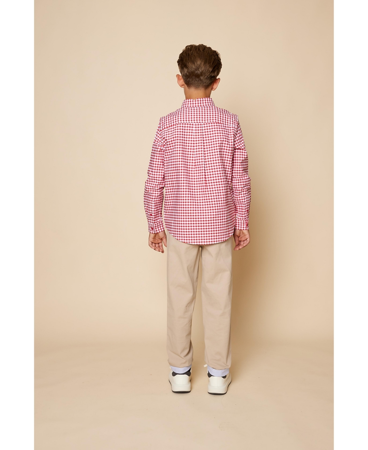 B by Brooks Brothers Big Boys Gingham Woven Long Sleeve Oxford Shirt