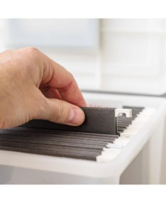 USA File Box WeatherPro Portable File Organizer Plastic File Box for Letter File w/ Organizer-Lid, Durable Lid and Seal w/ Secure Latching Buckles, Stackable and Nestable, Pearl 19 Qt. 1 Pack