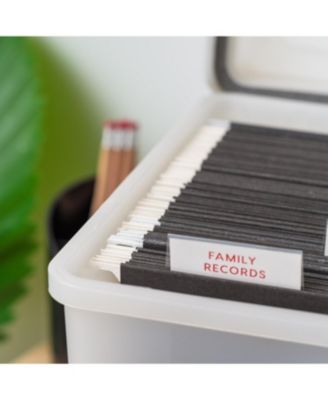 USA File Box WeatherPro Portable File Organizer Plastic File Box for Letter File w/ Organizer-Lid, Durable Lid and Seal w/ Secure Latching Buckles, Stackable and Nestable, Pearl 19 Qt. 1 Pack