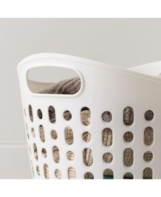 USA Laundry Basket 30L Durable and Flexible, Portable Round Bin, 0.85 Bushel Hamper for Storage with Ventilation Holes for Closet Dorm, White