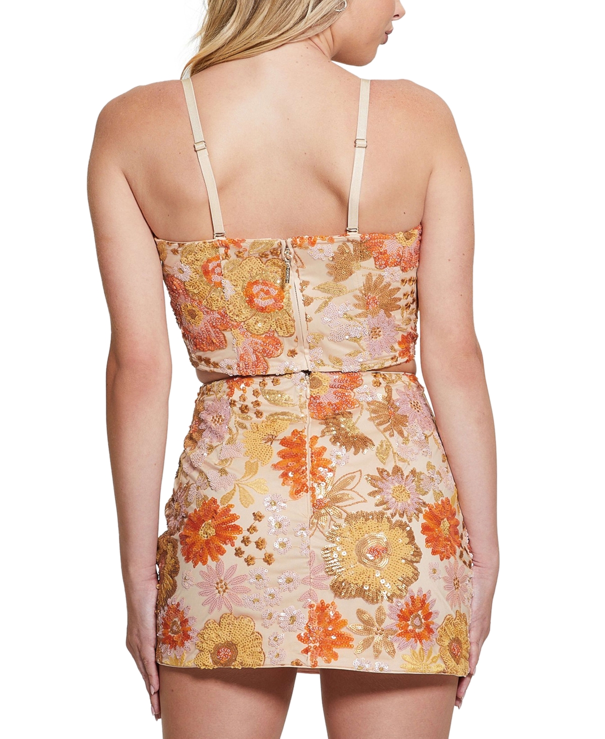 Guess Women's Fia Floral-Sequin Bustier Corset Top