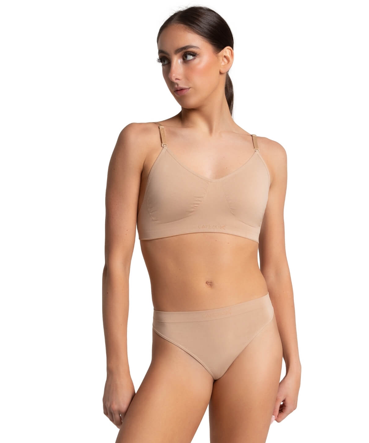 Seamless Clear Back Bra - Nude