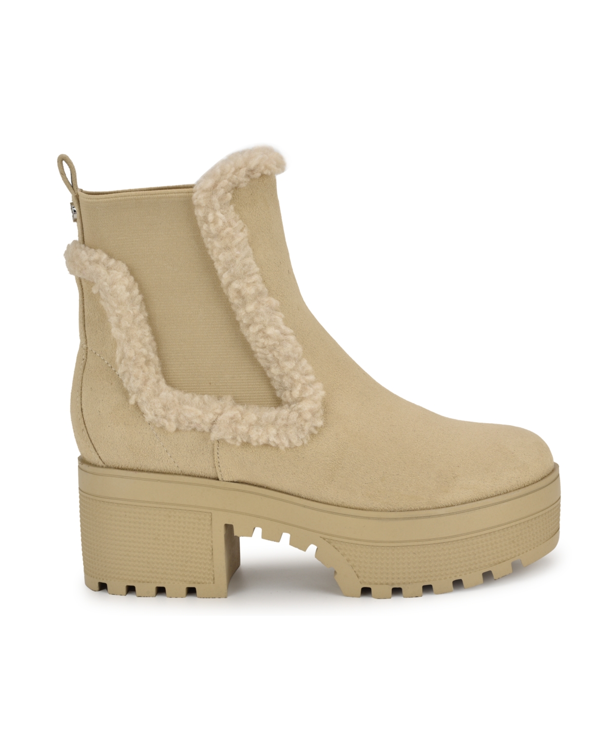 Nine West Women's Haray Block Heel Lug-sole Casual Booties In Light Natural
