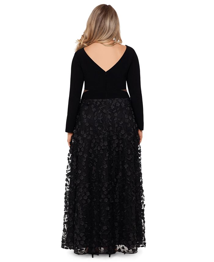XSCAPE Plus Size 3D FloralAppliqué Gown Macy's