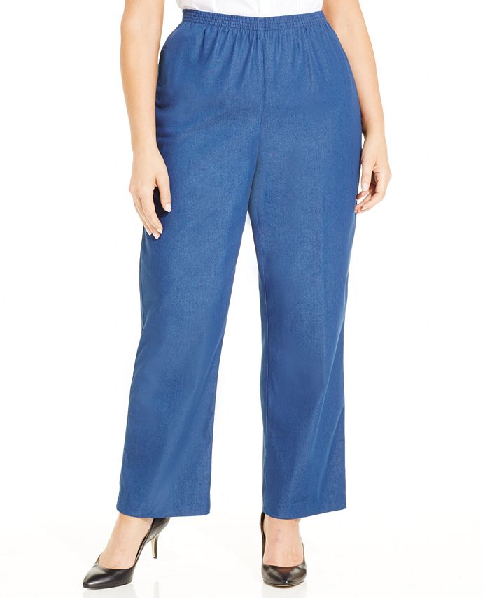 Alfred Dunner Plus Size Classic Denim Pull-On Straight-Leg Pants ...
