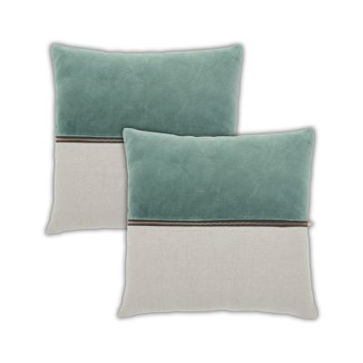 Layla Velvet Linen Zipper Throw Pillow Covers, 20"x 20", Set of 2