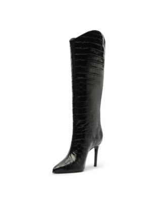 Women's Maryana Crocodile Embossed Wide Leg Knee High Stiletto Leather Boots