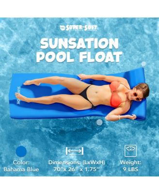 Sunsation 1.75" Thick Foam Lounger Raft Pool Float, Bahama Blue