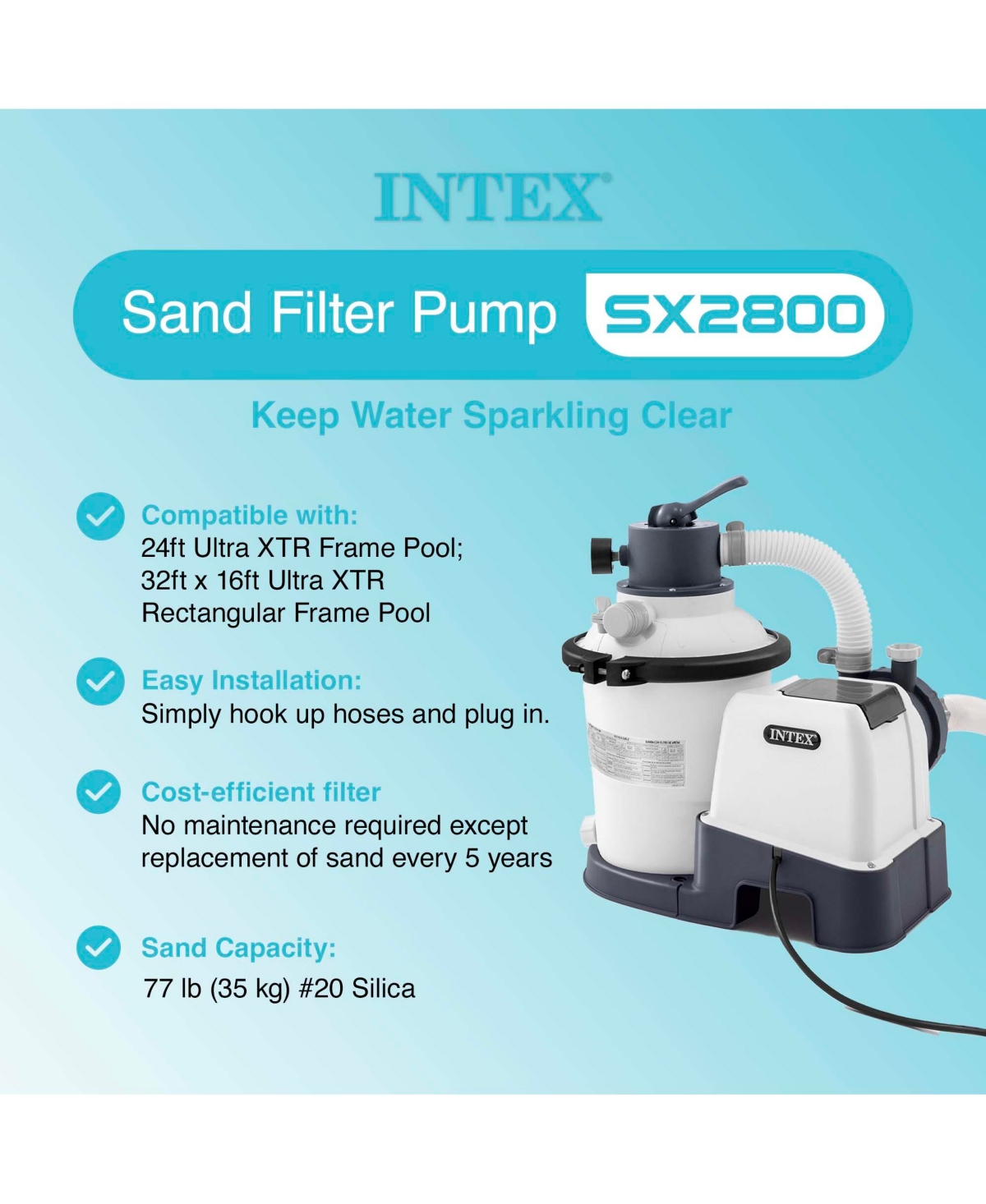 Intex Saltwater System and Sand Filter Pump Set for Above Ground Swimming Pool