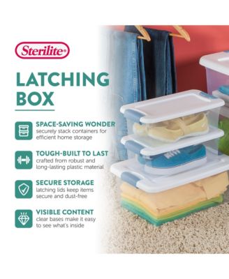 6 Qt. Plastic Stackable Storage Box with Latching Lid, Clear (12 Pack)