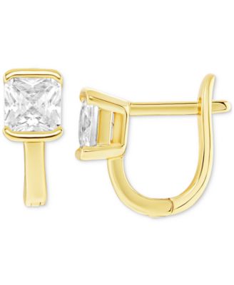Giani Bernini - Cubic Zirconia Square Small Leverback Hoop Earrings in Gold-Plated Sterling Silver
