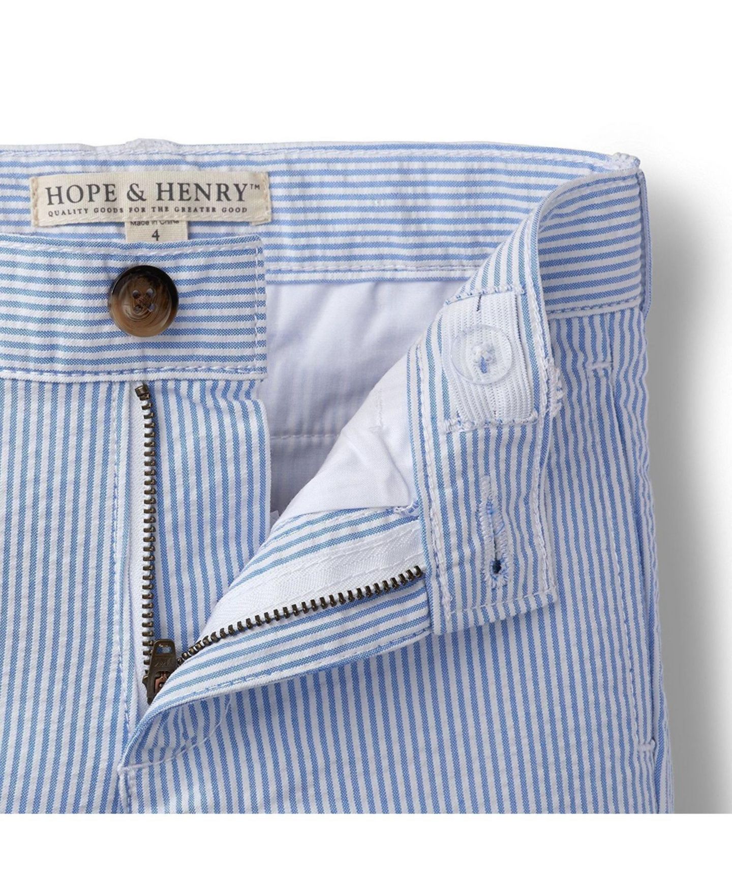 Брюки Hope & Henry Cotton Seersucker Suit Pant для мальчиков-малышей, цвет: Синий — фото 4