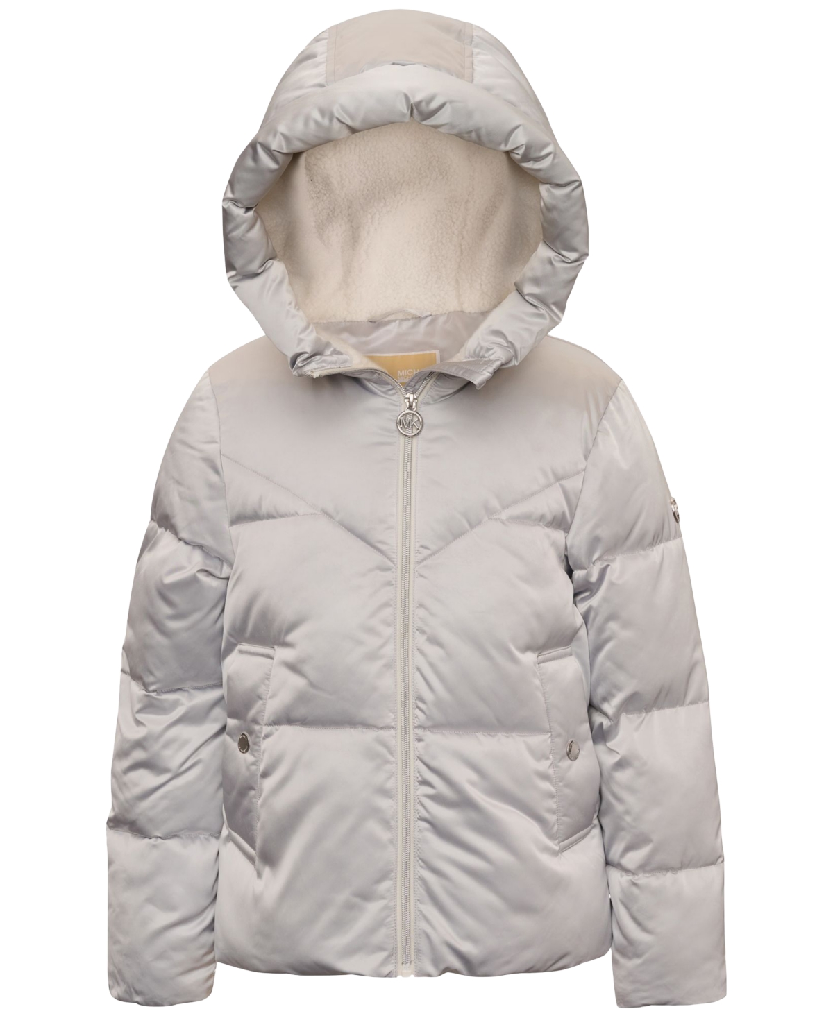 MICHAEL KORS BIG GIRLS FLEECE-LINED FULL-ZIP SATIN PUFFER JACKET 