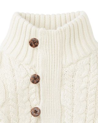 Boys Organic Mock Neck Cable Sweater with Buttons