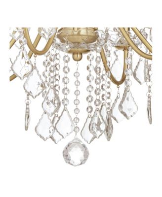 Magrite Gold Hanging Chandelier Lighting 26 1/2" Wide French Clear Crystal Curved Arm 6-Light Fixture Dining Room House Foyer Entryway Kitchen Bedroom Living Room High Ceilings