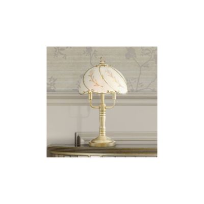 Flower Traditional Accent Table Lamp 19 1/2" High Polished Brass Touch On Off Floral Glass Shade for Bedroom Living Room Bedside Office