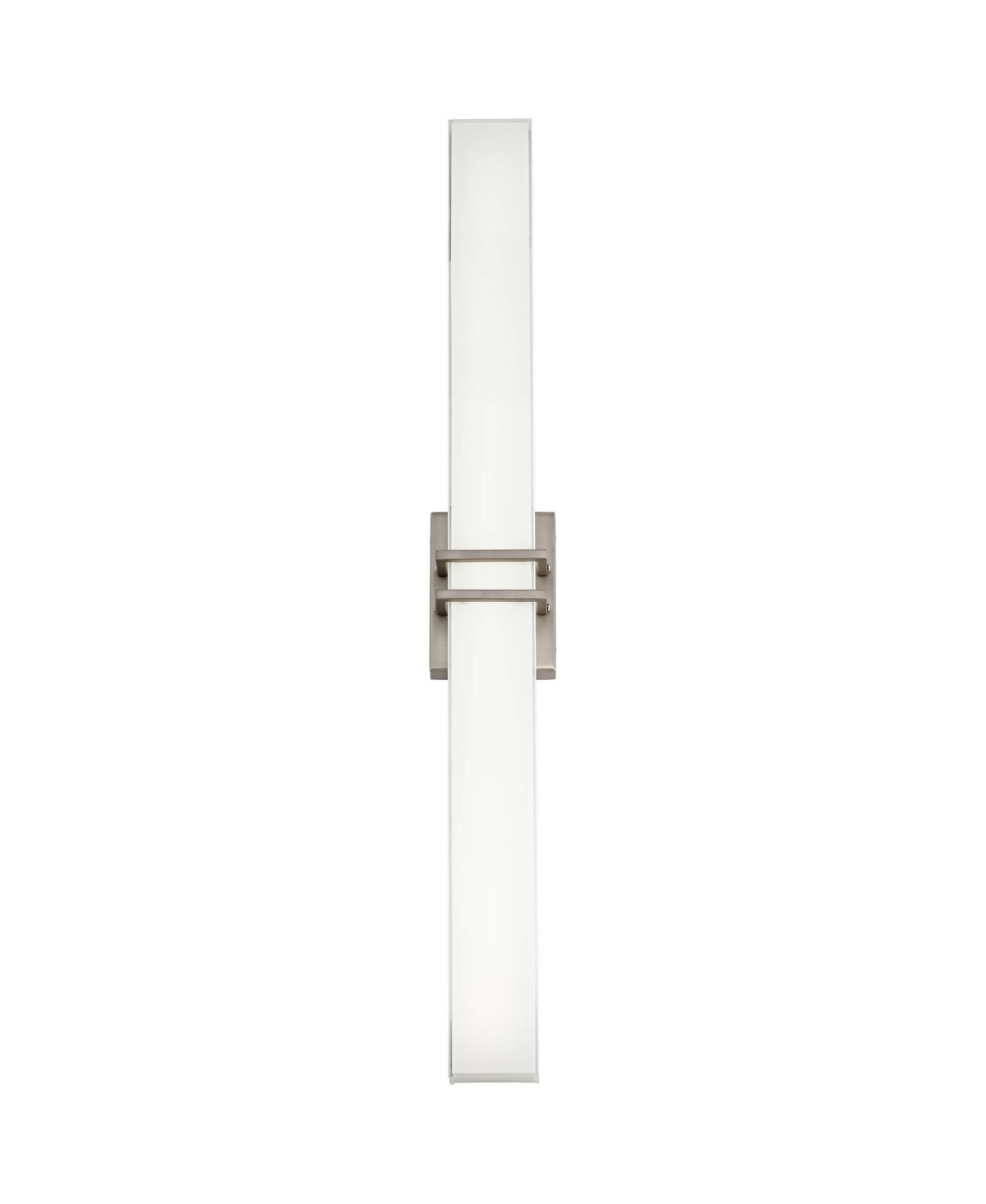 Possini Euro Design Exeter Modern Wall Mount Light Led Brushed NickelMetal Wide Vanity Bar Fixture Rectangular Silk Screened Glass Shade D