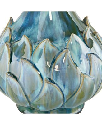 Kenya Modern Table Lamp 29 1/2" Tall Blue Green Reactive Glaze Ceramic Beige Linen Tapered Drum Shade for Bedroom Living Room House Home Bedside Nightstand Office Entryway Kids - Possini Euro Design