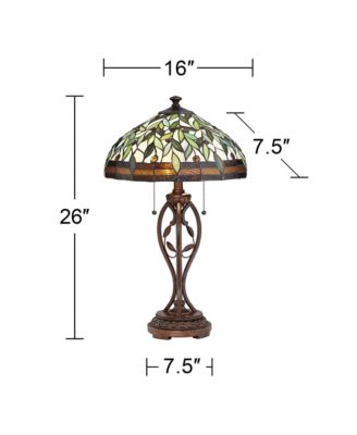 Traditional Table Lamp 26" High Bronze Leaf and Vine Glass Shade for Living Room Family Bedroom Bedside Nightstand