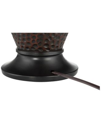 Cody Rustic Farmhouse Table Lamps 26" High Set of 2 Hammered Oiled Bronze Oatmeal Linen Drum Shade for Bedroom Living Room Bedside House