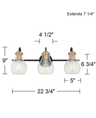 Brade Industrial Modern Wall Light Black Gold Hardwired 22.75" 3-Light Fixture Clear Glass Shades for Bedroom Bathroom Vanity Reading Living Room Hallway House Home Decor