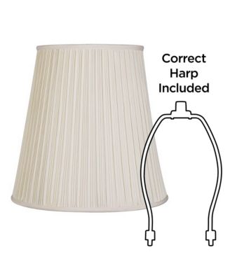 Set of 2 Pleated Drum Lamp Shades Cream Large 12" Top x 18" Bottom x 18" High Spider with Replacement Harp and Finial